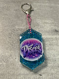 Pisces Bag Clip -  Pinks and Purples on Teal Resin piece