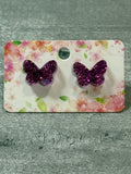 Holographic Glitter Butterfly Studs
