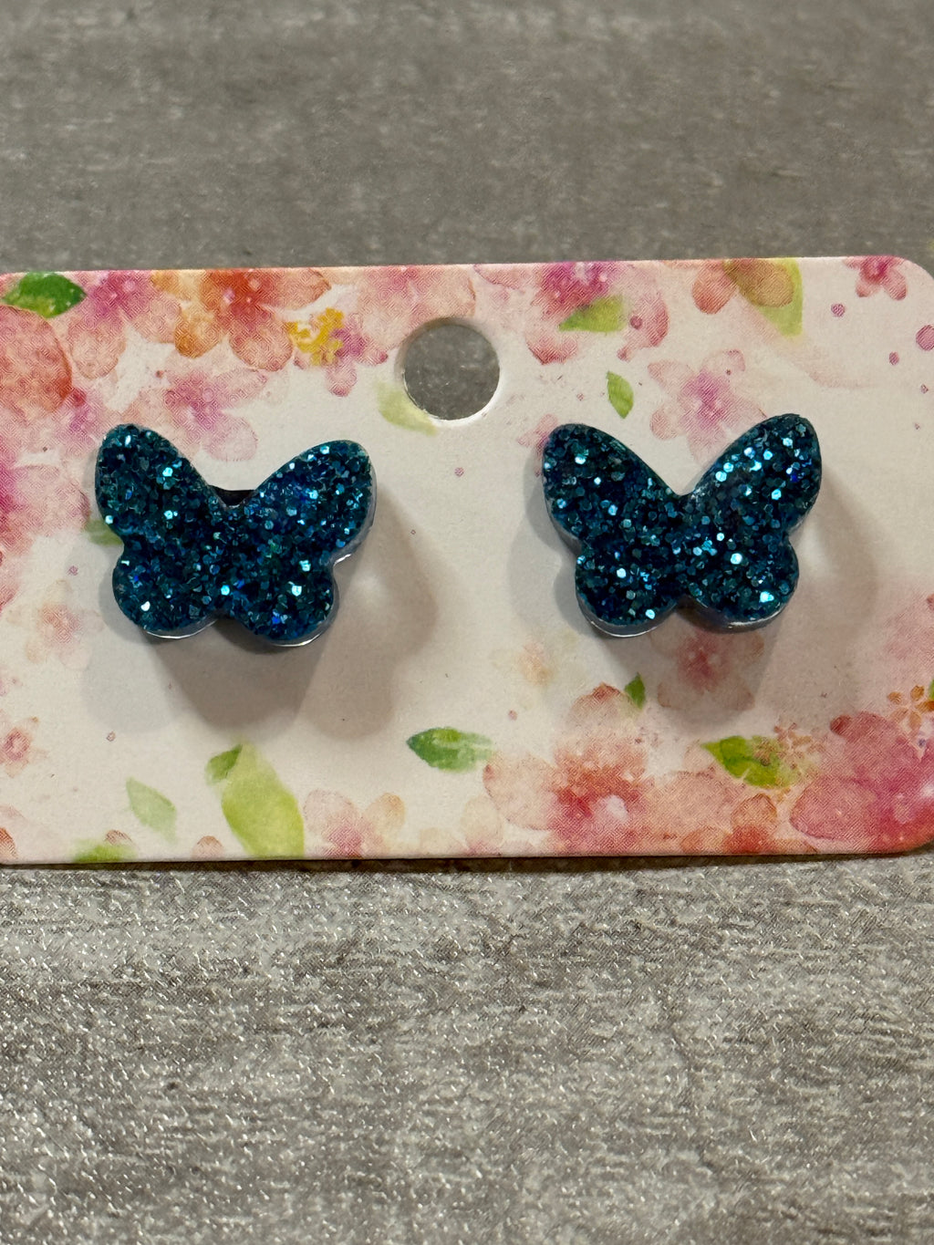 Holographic Glitter Butterfly Studs