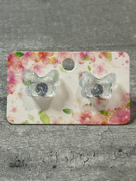Holographic Glitter Butterfly Studs