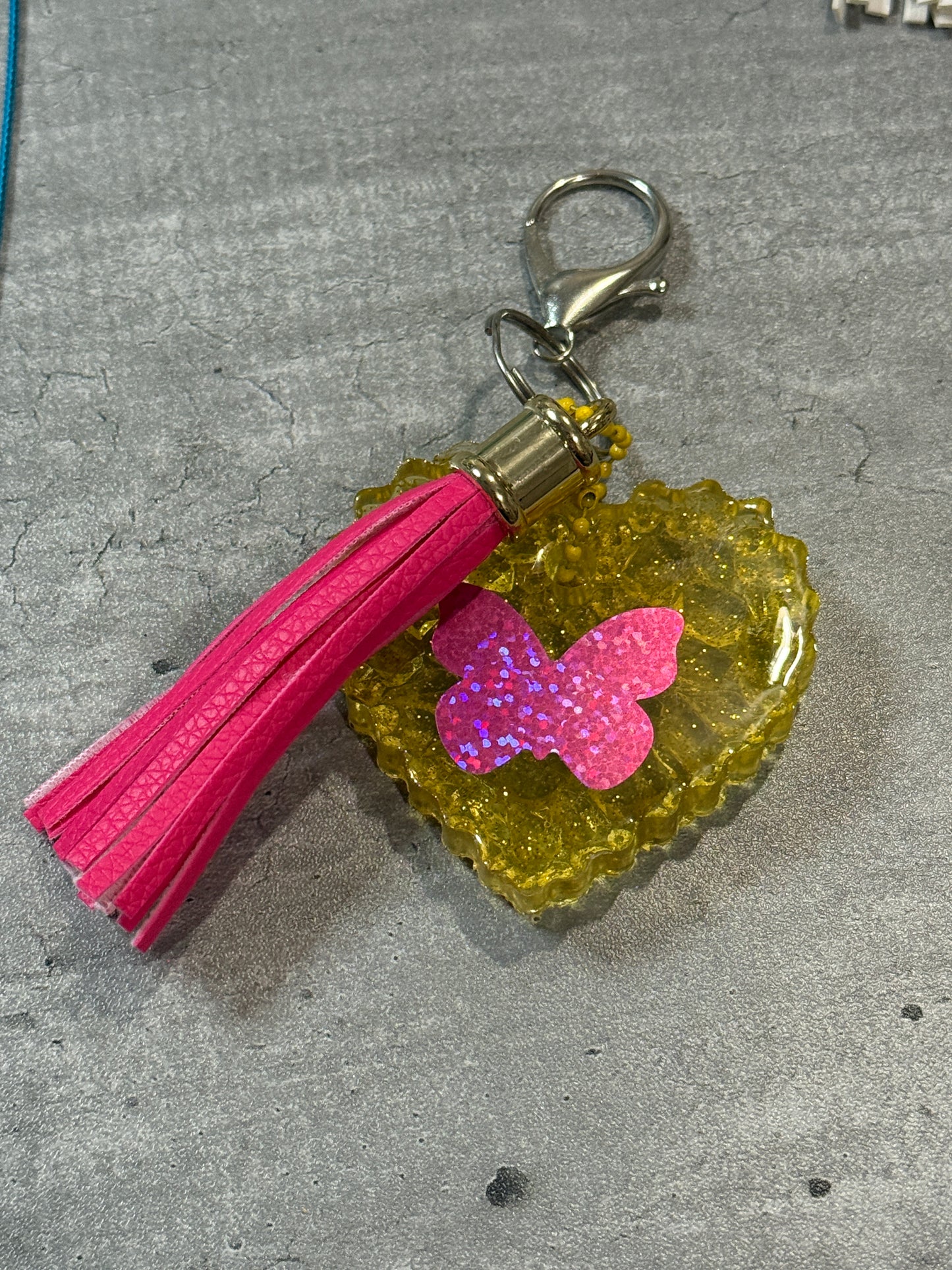 Glitter Butterfly Keychain with Tassel