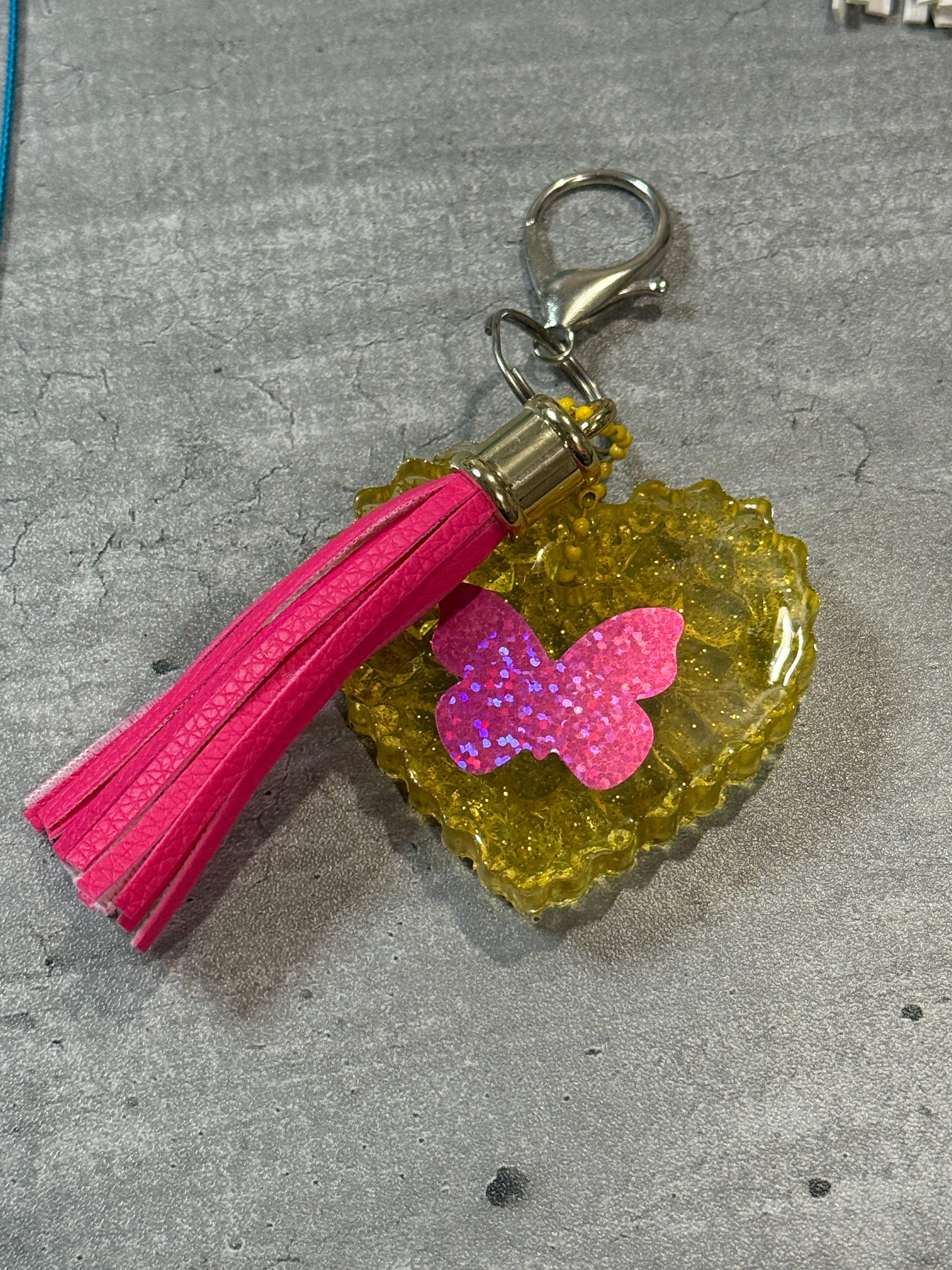Glitter Butterfly Keychain with Tassel