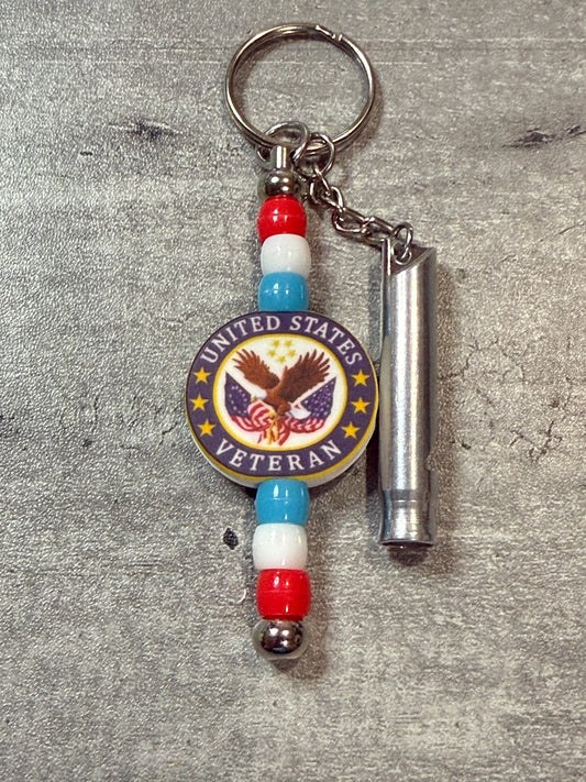 US Veteran Beaded Keychain