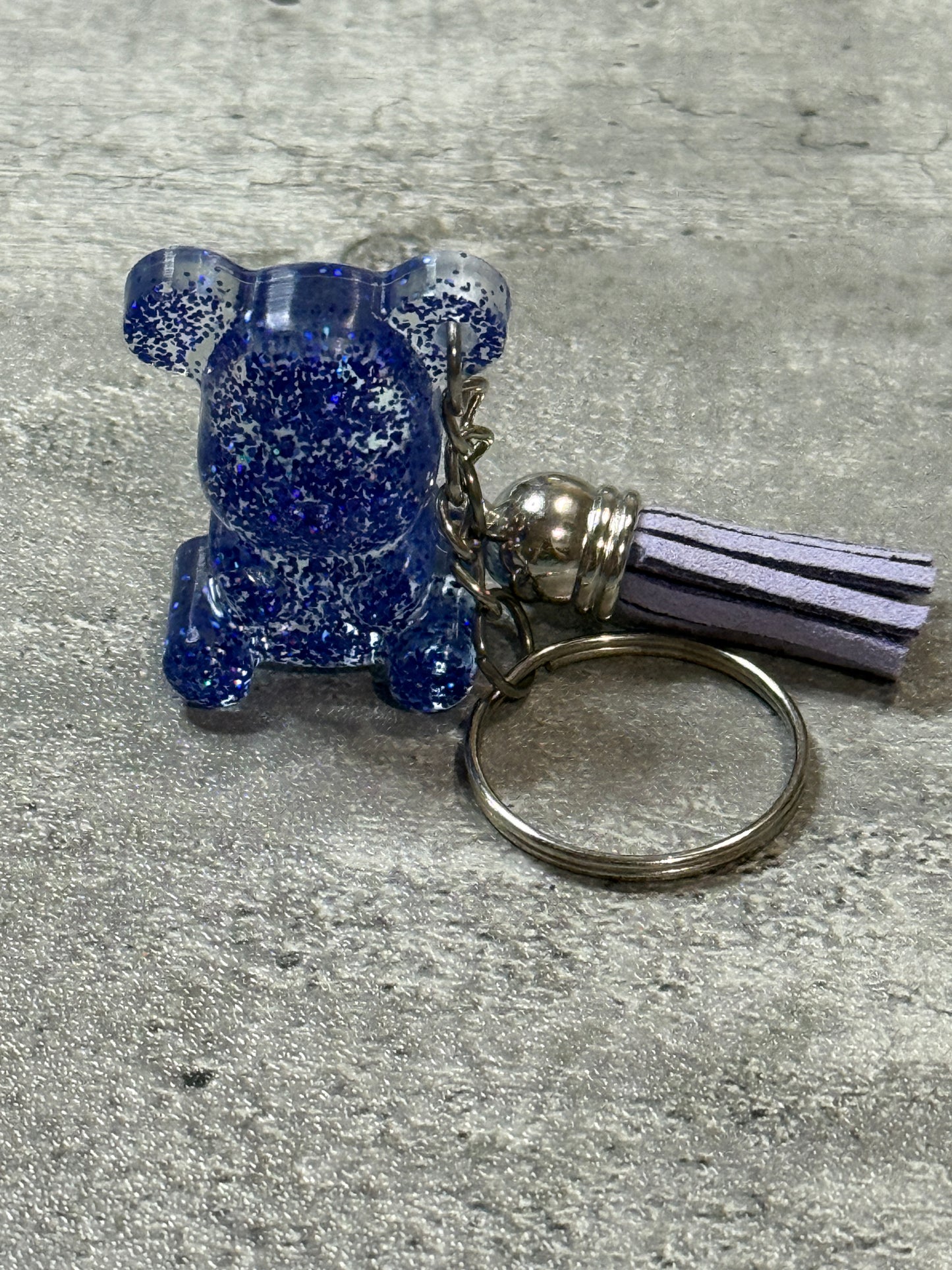 Sitting Glitter Bear Keychain with Tassel