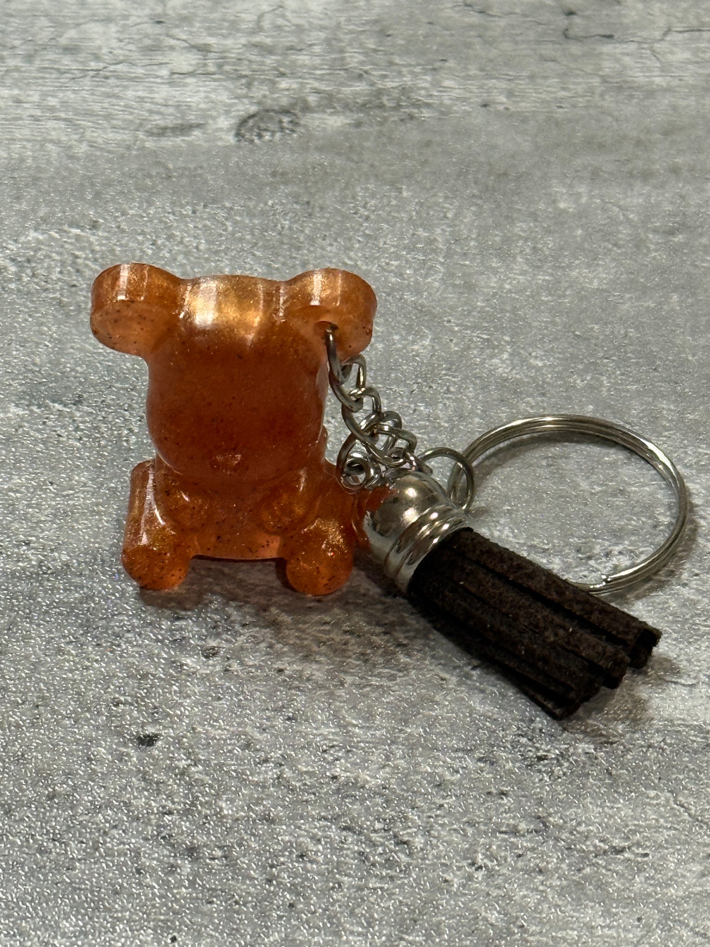 Sitting Glitter Bear Keychain with Tassel