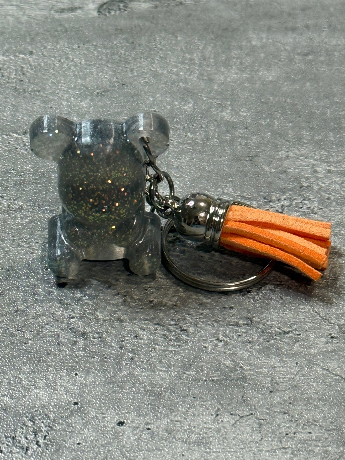 Sitting Glitter Bear Keychain with Tassel
