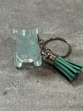 Sitting Glitter Bear Keychain with Tassel