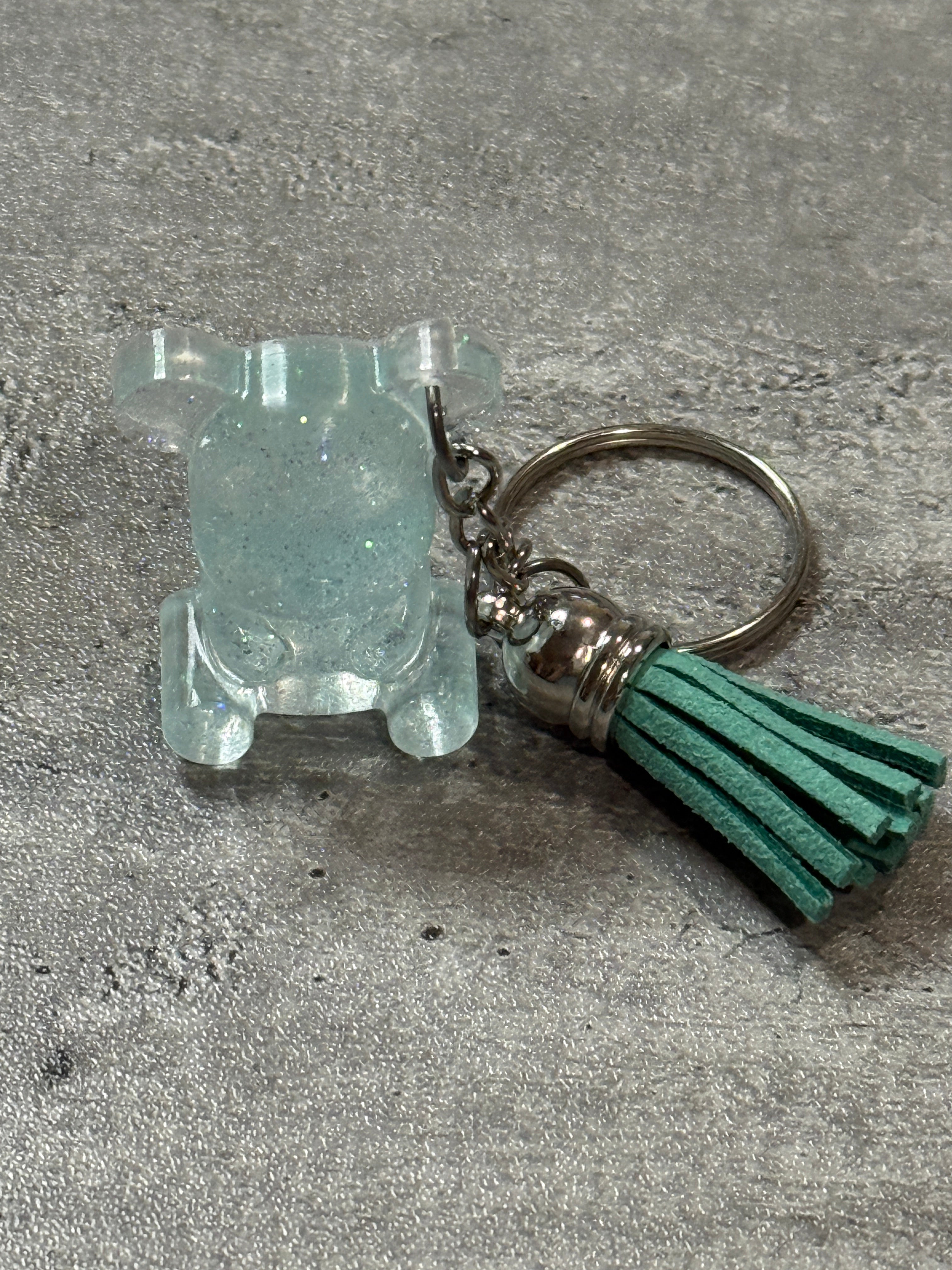 Sitting Glitter Bear Keychain with Tassel