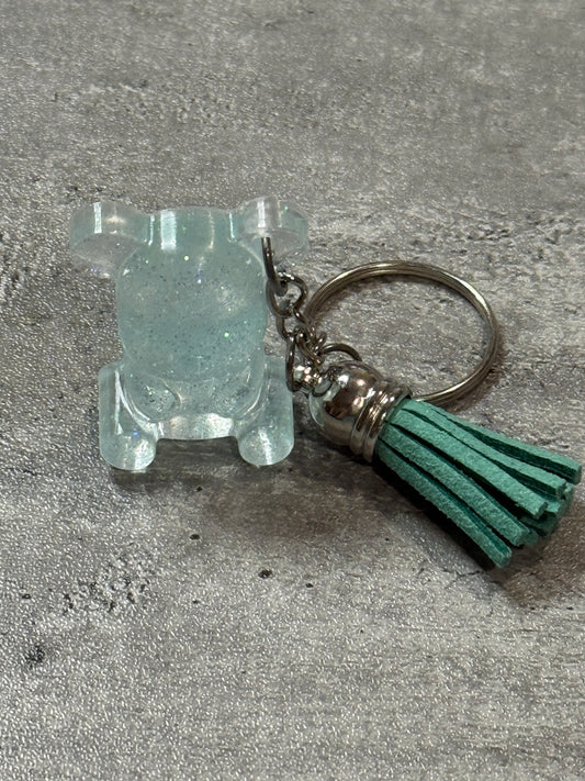 Sitting Glitter Bear Keychain with Tassel
