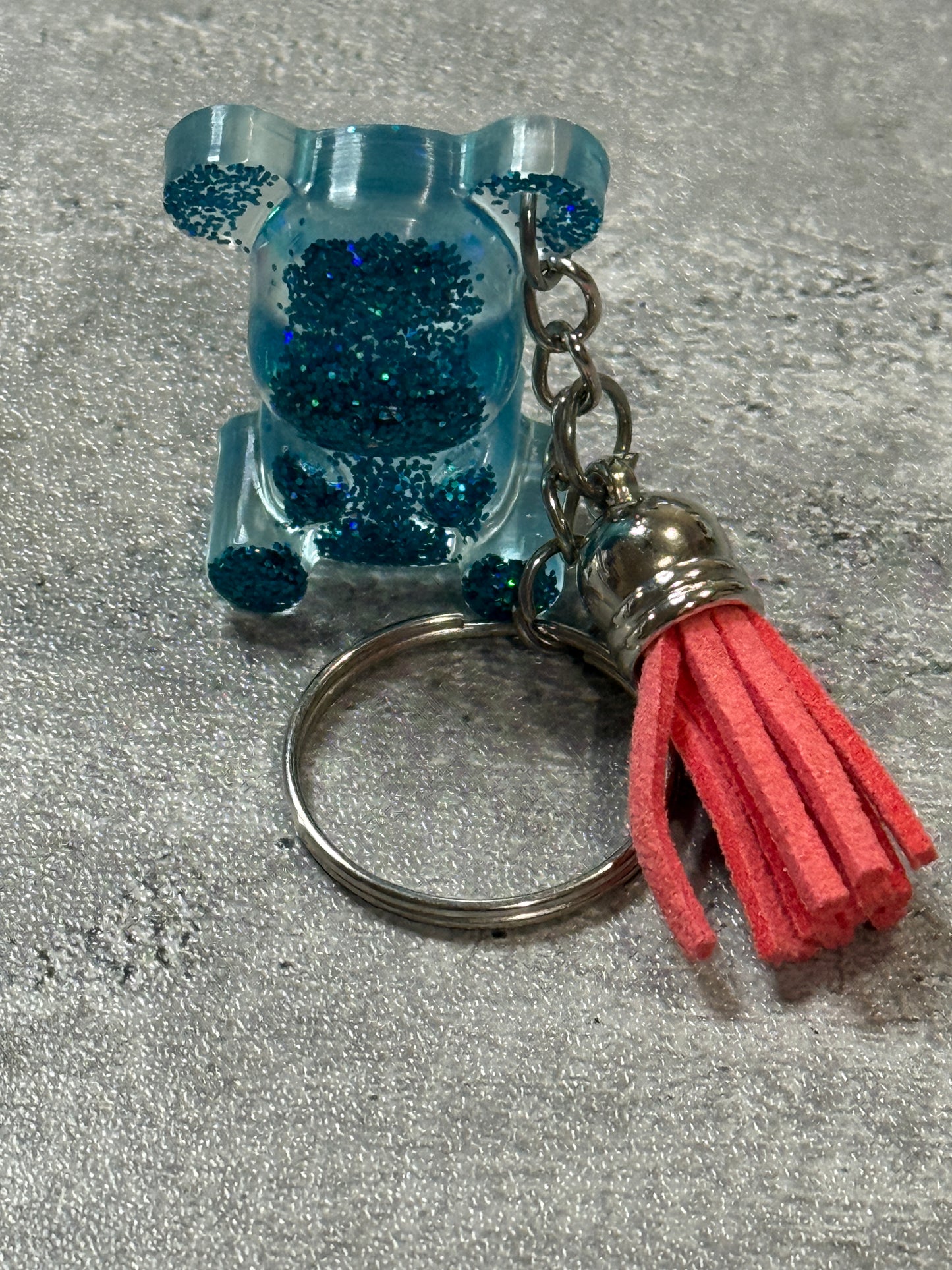 Sitting Glitter Bear Keychain with Tassel