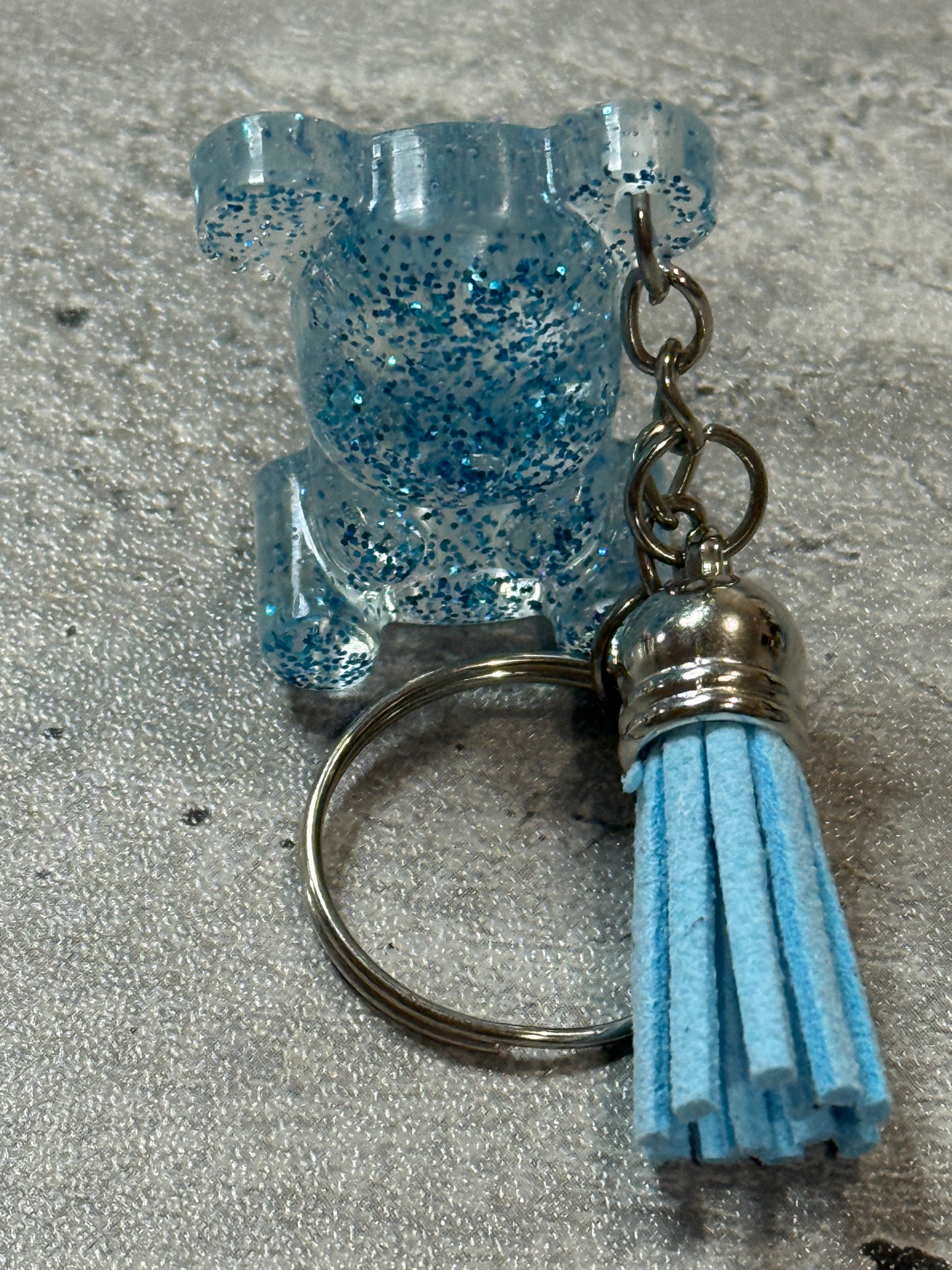 Sitting Glitter Bear Keychain with Tassel