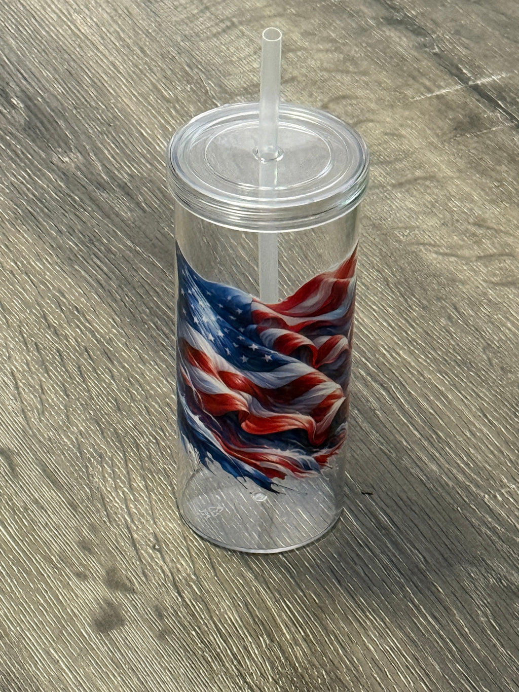 Freedom Cup - 20 oz reusable plastic cup with lid and straw
