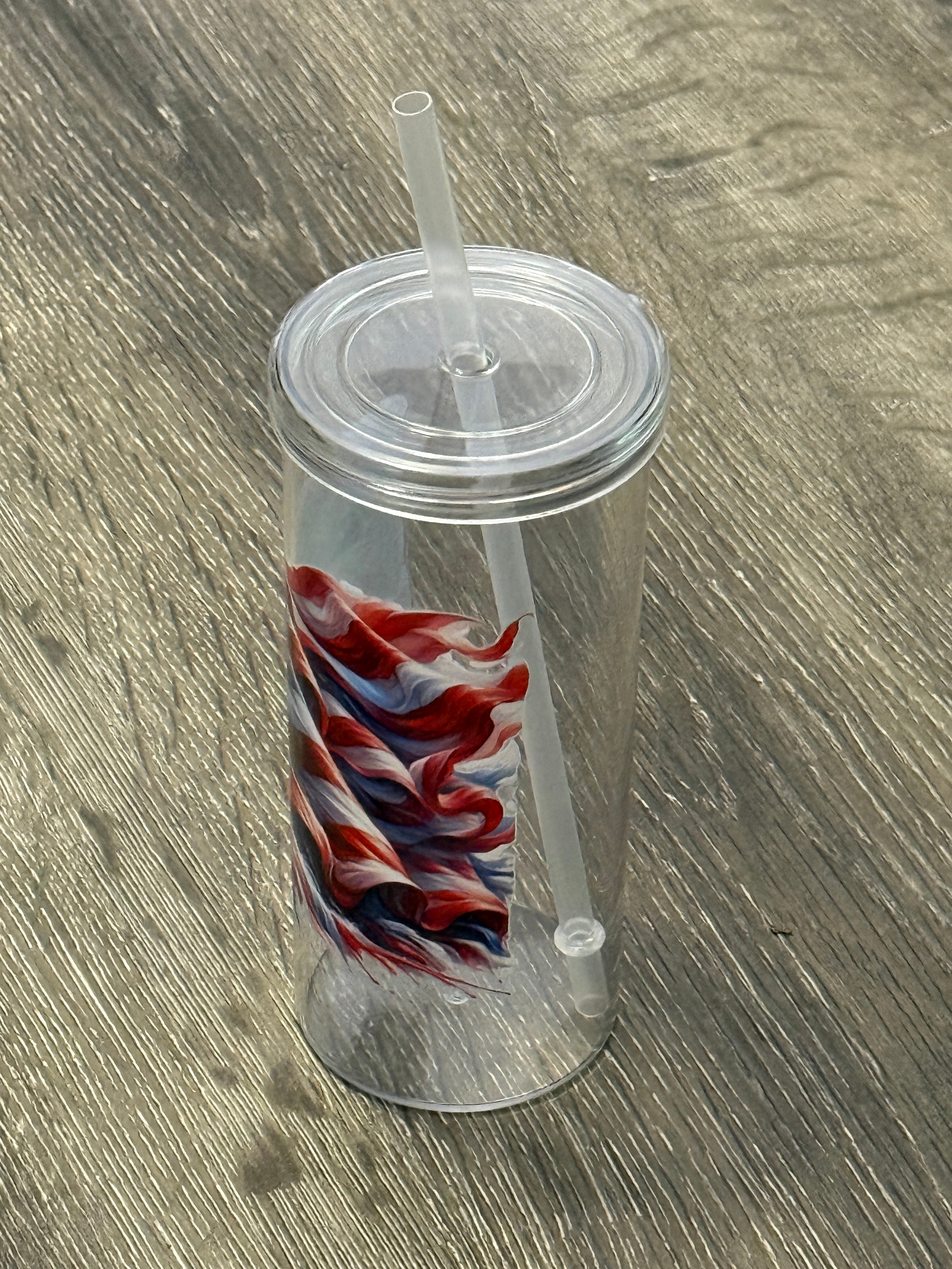 Freedom Cup - 20 oz reusable plastic cup with lid and straw