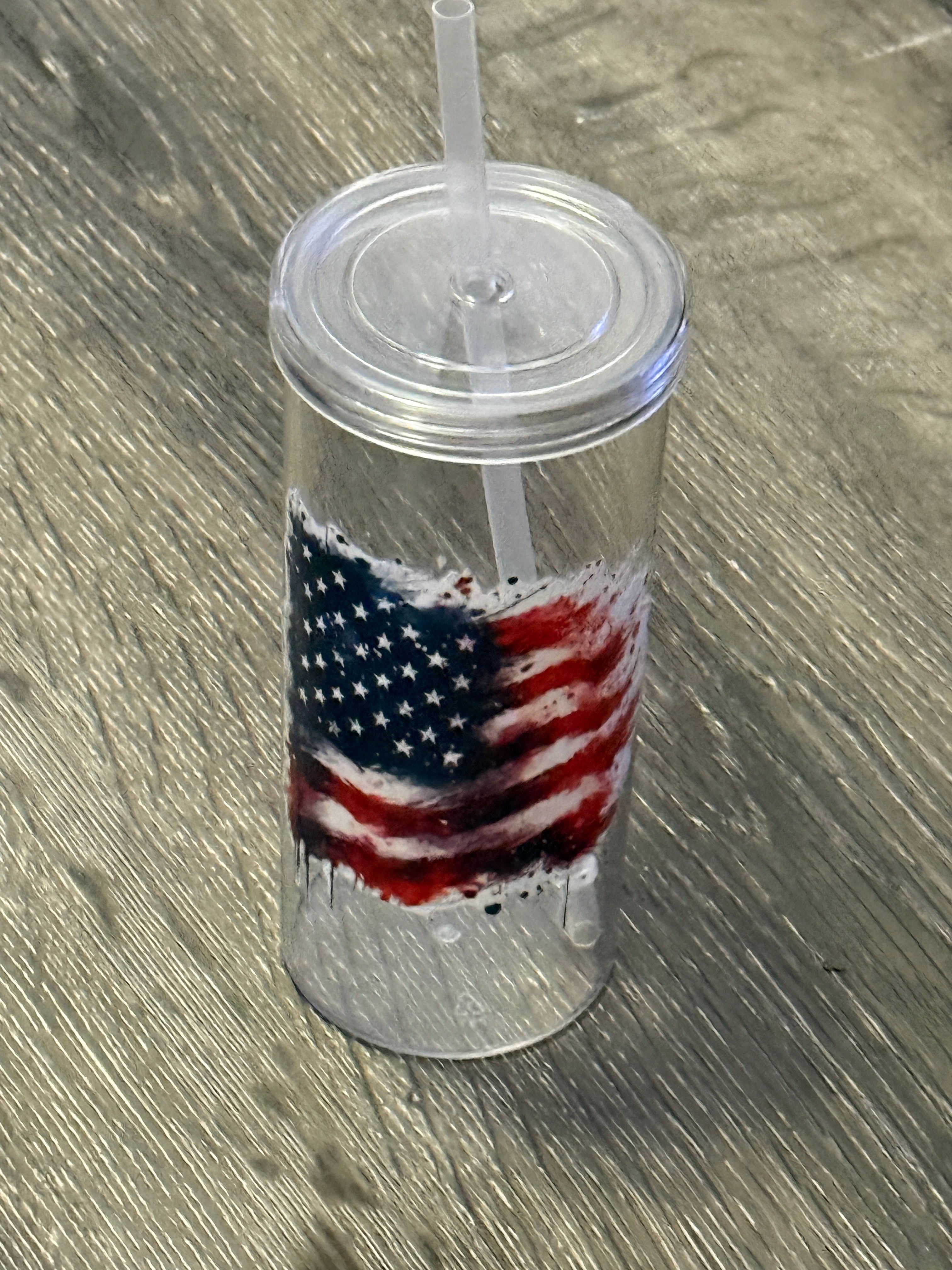 Freedom Cup - 20 oz reusable plastic cup with lid and straw