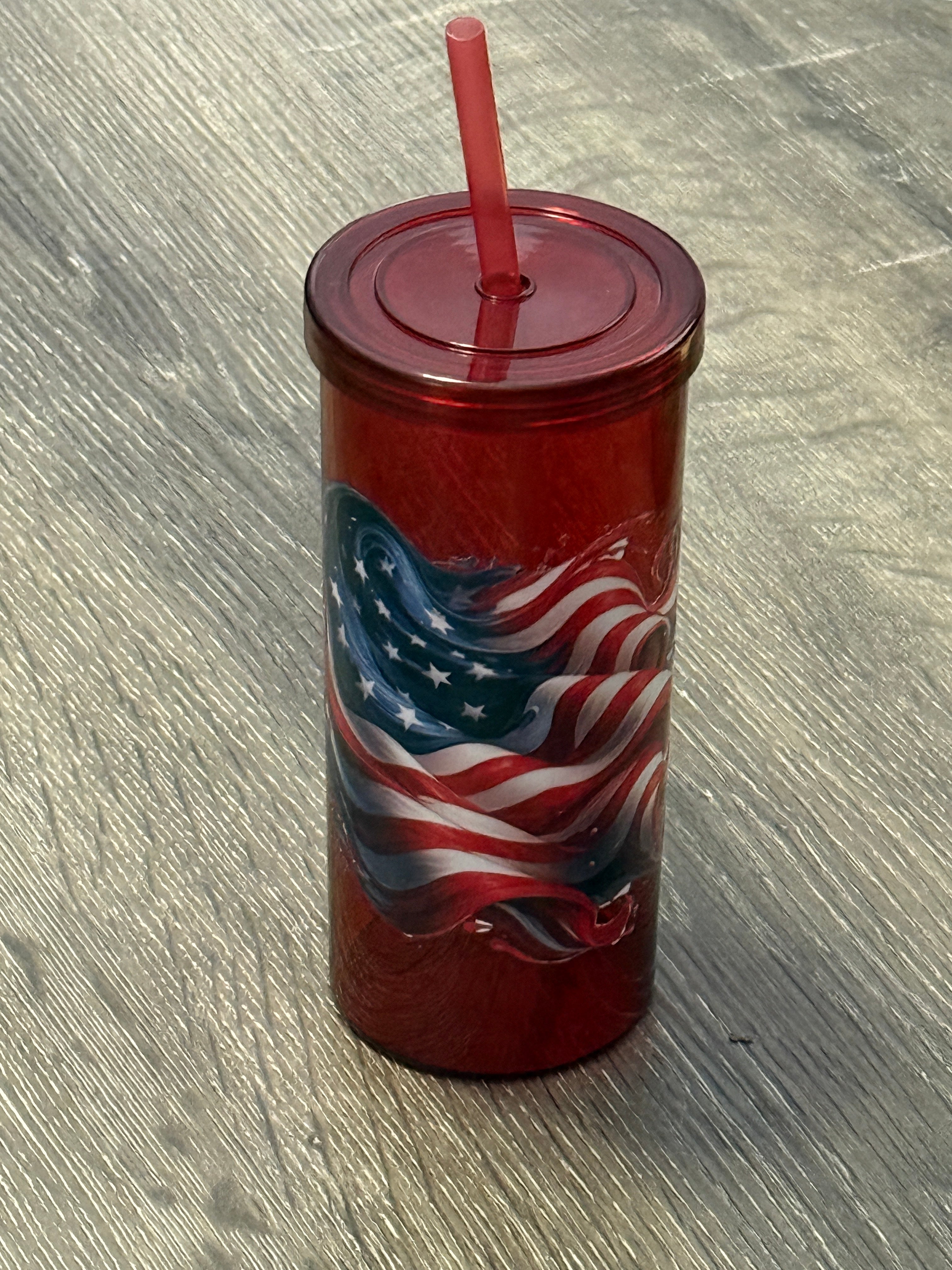 Freedom Cup - 20 oz reusable plastic cup with lid and straw