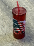 Freedom Cup - 20 oz reusable plastic cup with lid and straw