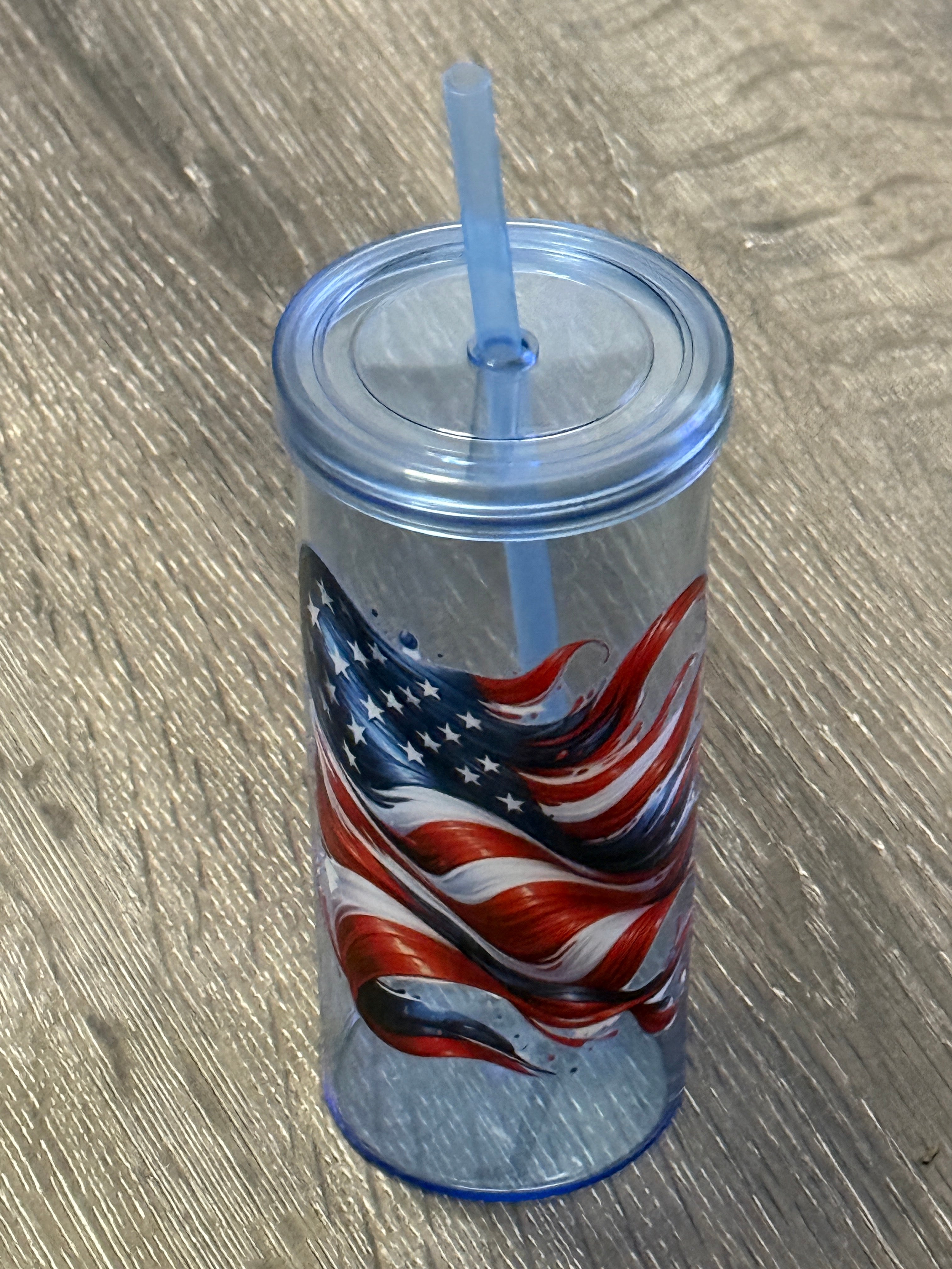 Freedom Cup - 20 oz reusable plastic cup with lid and straw