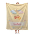Personalized Pastel Fruit Cloud Blanket | Custom Name | Kawaii Flannel Throw Gift