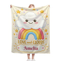 Personalized Kawaii Rainbow Cloud Blanket | Custom Name Gift