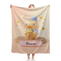 Personalized Kawaii Duck Blanket | Custom Name | Blue Hat Duck Throw