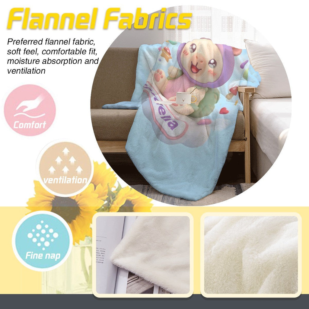 Personalized Kawaii Fantasy Creature Blanket | Custom Name | Purple Hood
