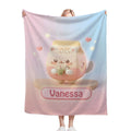 Personalized Kawaii Oat Milk Cat Blanket | Custom Name | Matcha Boba Cat