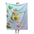 Personalized Kawaii Avocado Blanket | Custom Name | Cute Fruit Throw