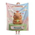 Personalized Kawaii Capybara Mushroom Blanket | Custom Name | Cute Capybara Throw