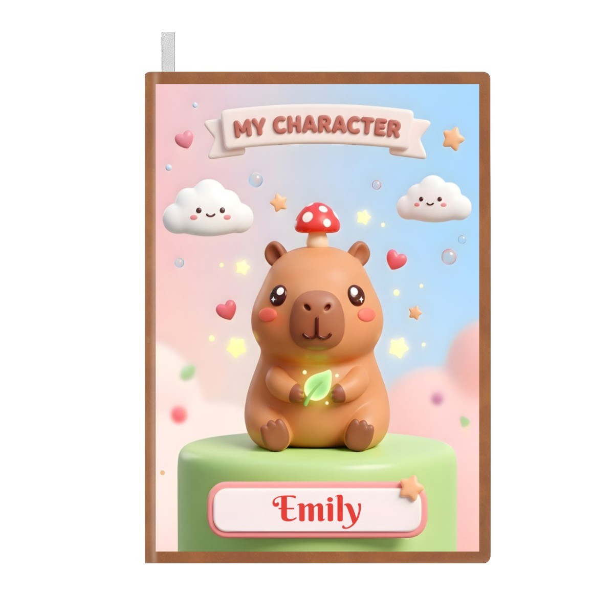 Personalized Capybara Notebook | Custom Name | Cute Kawaii Mushroom Capybara A5 Journal