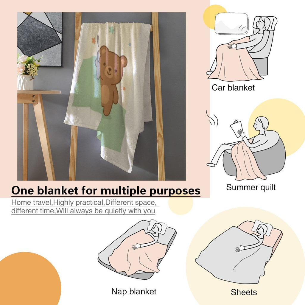 Personalized Woodland Animal Blanket | Custom Name | Bunny Fox Bear Sun Meadow Fleece Throw Gift