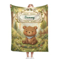 Personalized Woodland Bear Blanket | Custom Name | Storybook Forest Bandana Cozy Fleece Throw Gift
