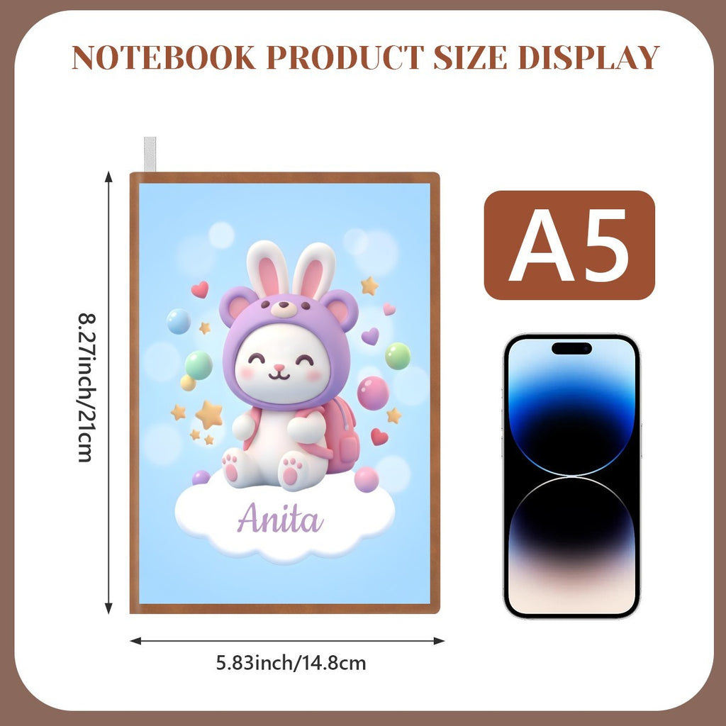 Personalized Kawaii Bunny Notebook | Custom Name | A5 Journal