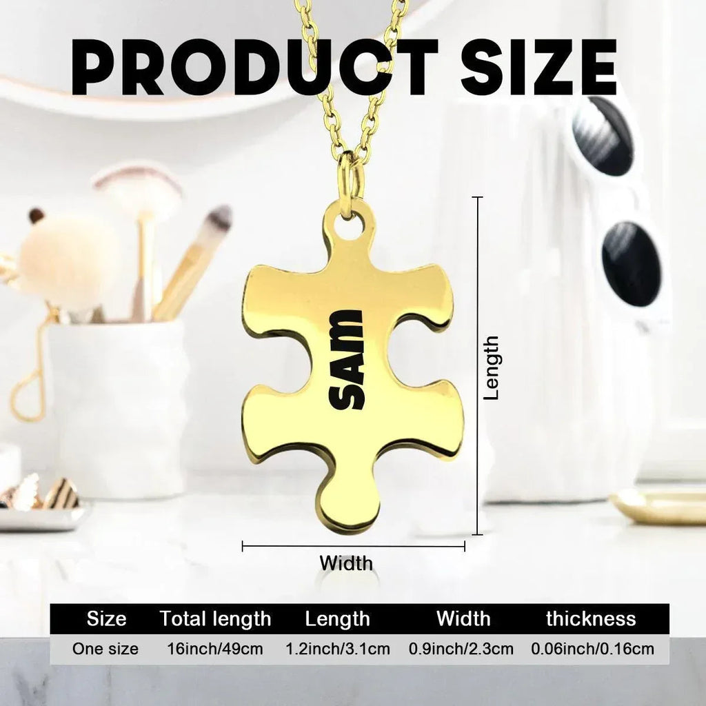 Personalized Puzzle Piece Necklace Set | Custom Name Matching Gift