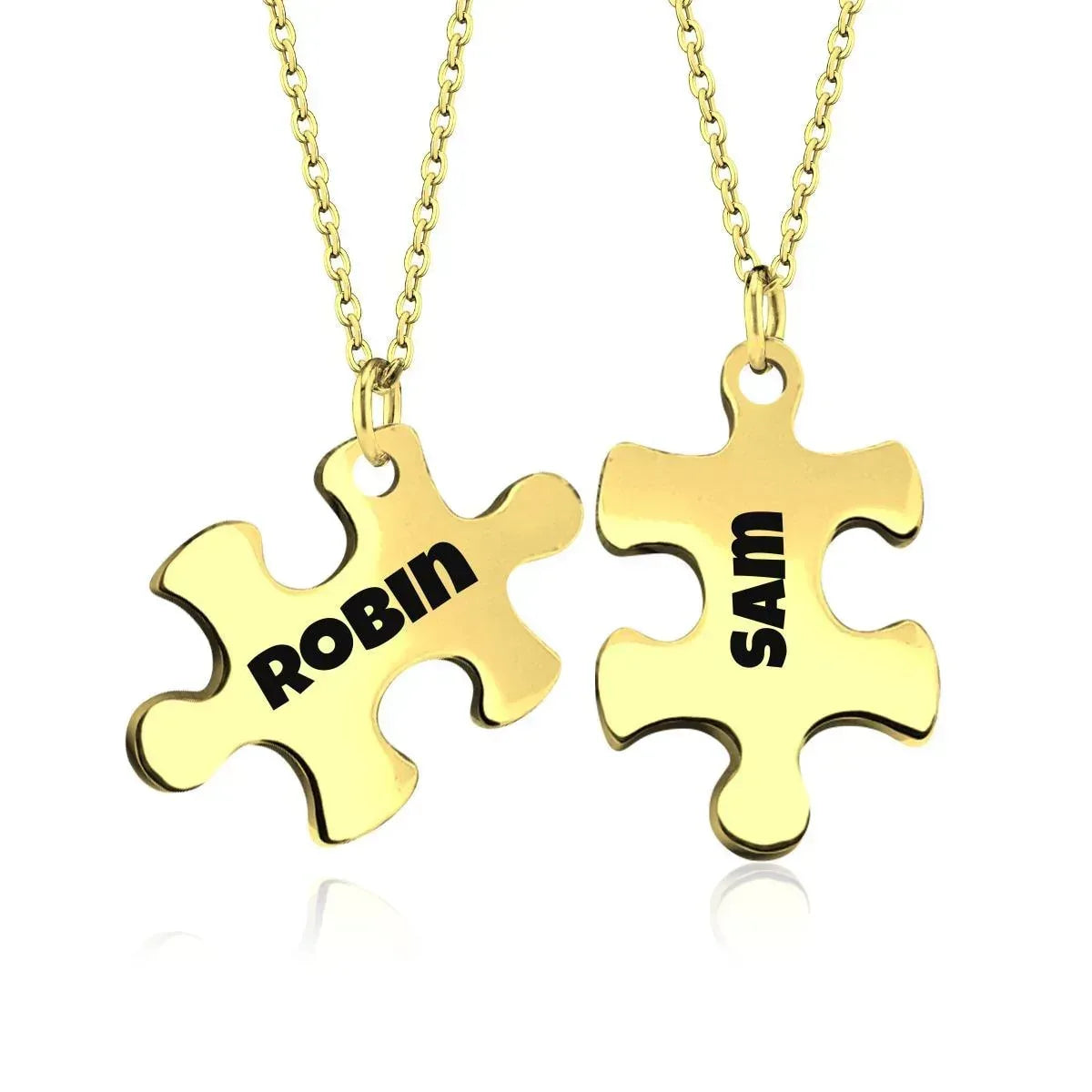 Personalized Puzzle Piece Necklace Set | Custom Name Matching Gift