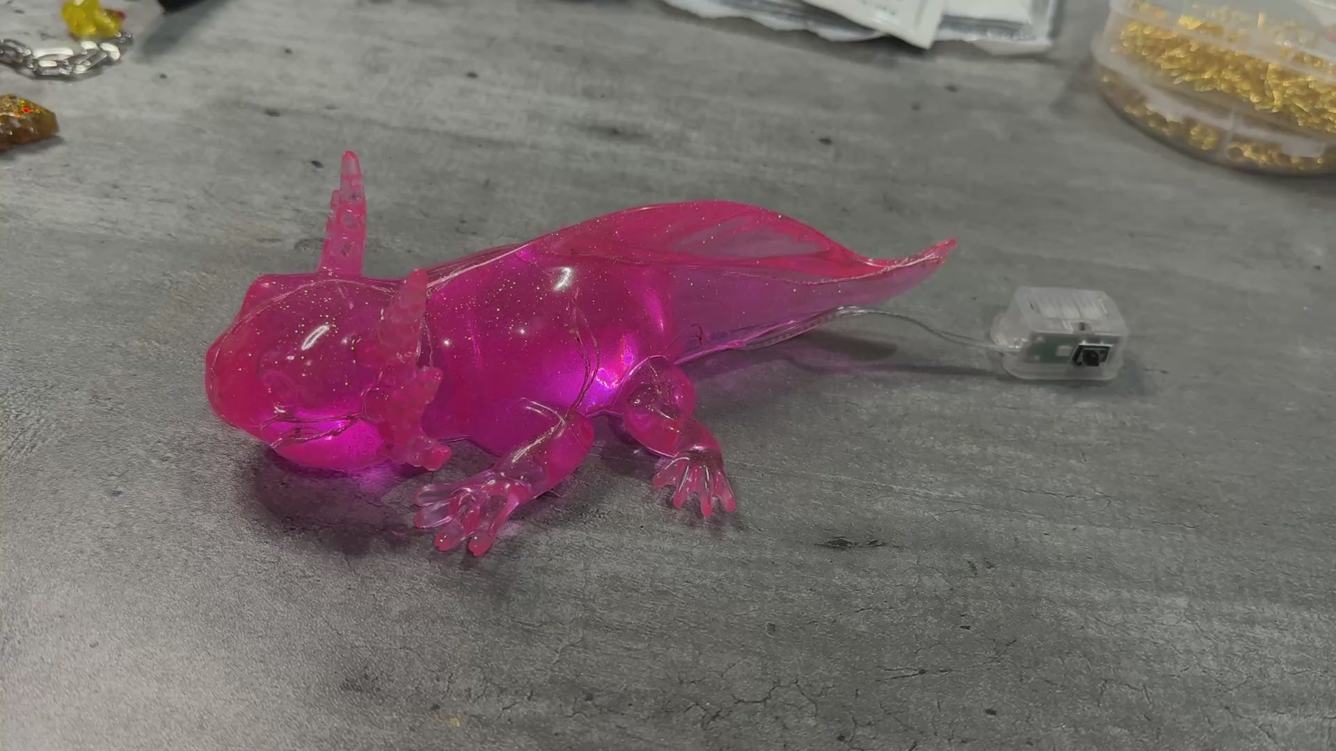 Axolotl Figurine with LED Fairy Lights